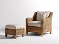 Polyrattan Gartensessel mit Hocker 92x84x88 cm - Natur-Beige - komfortables Gartenset