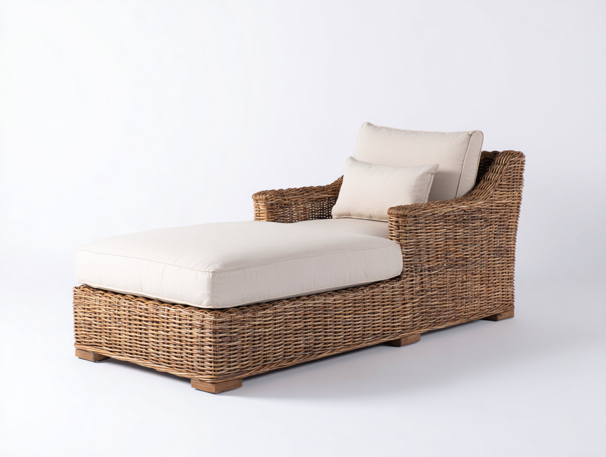 Sonnenliege Polyrattan 172x86x84 cm - Natur-Beige - elegante Gartenliege