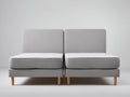 Doppelbett - Stoff-Metall-Holz - 200x160x95 cm - Hellgrau-Natur - modernes Design