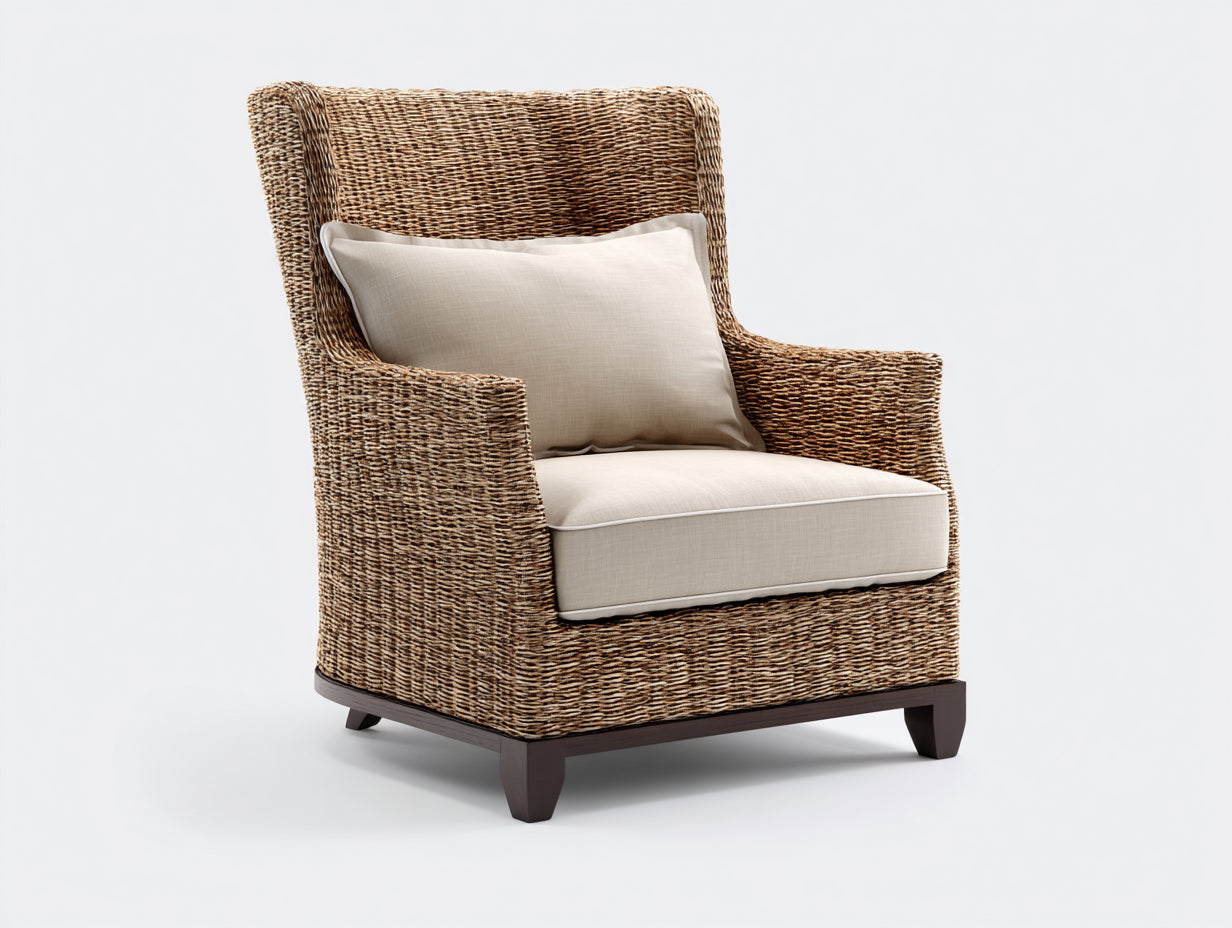 Polyrattan Gartensessel 88x82x102 cm - Natur-Beige - hoher Komfortsessel