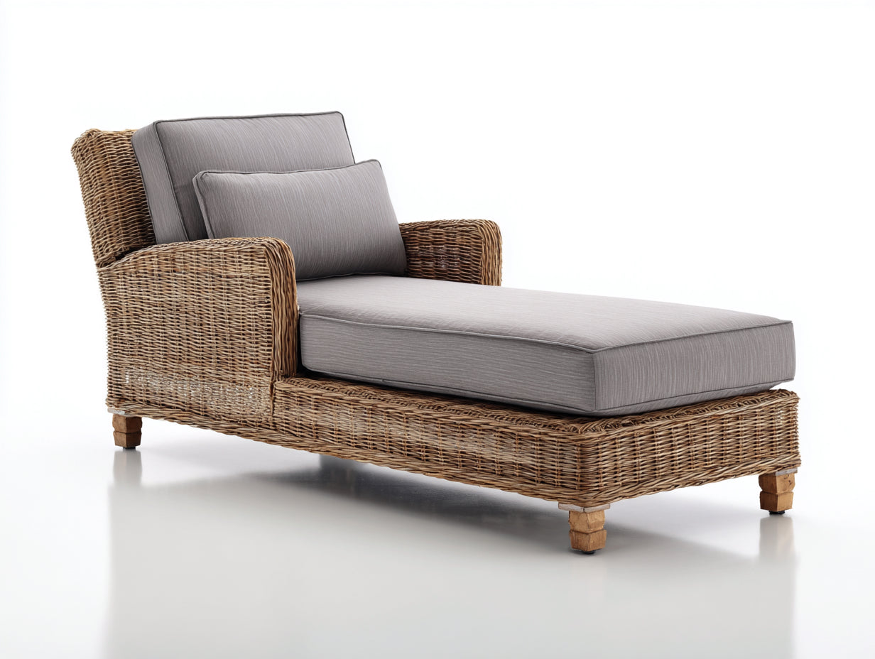 Sonnenliege Polyrattan 168x78x82 cm - Natur-Grau - modernes Outdoor-Design