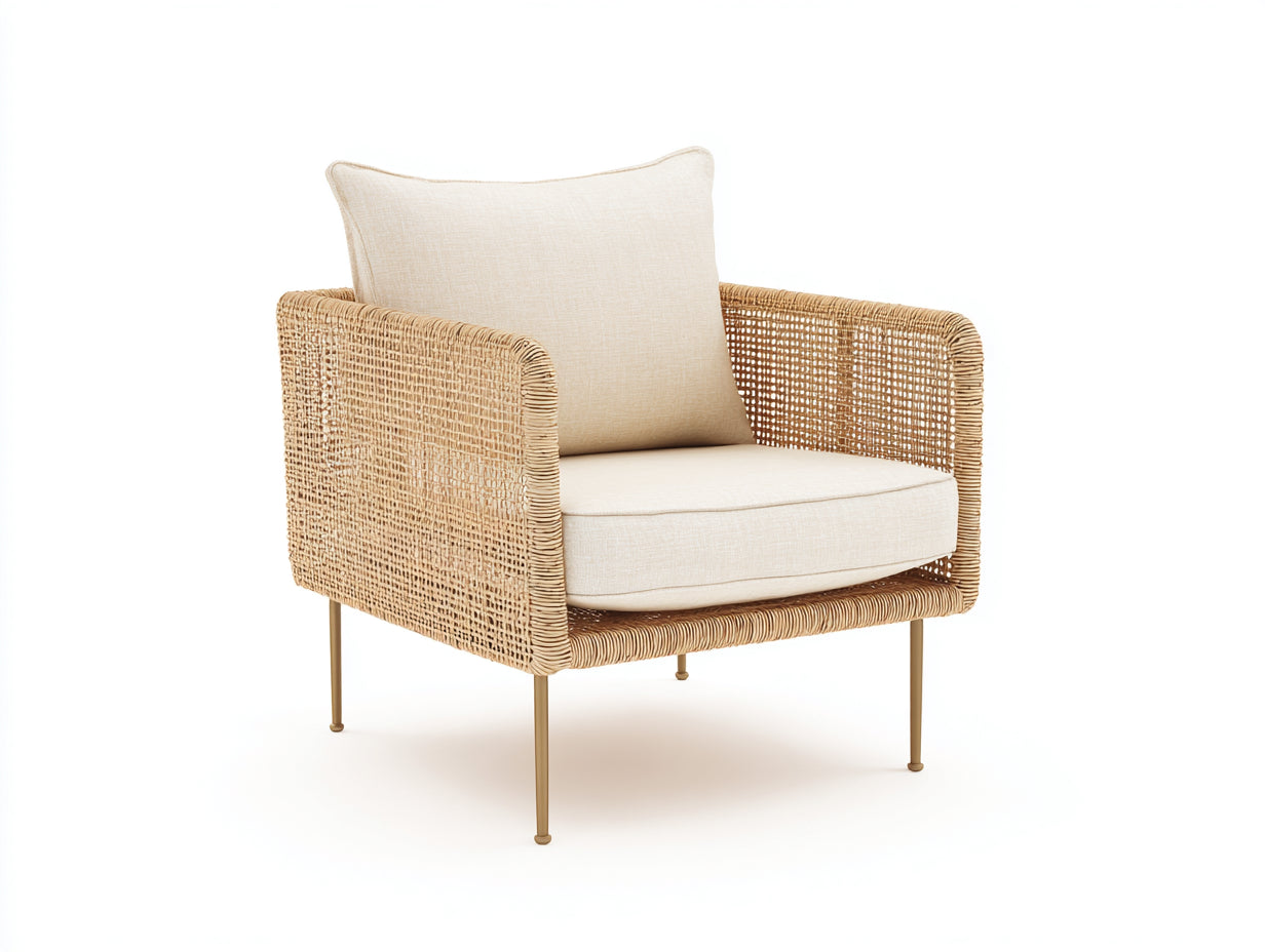 Polyrattan Gartensessel 82x76x78 cm - Natur-Beige - modernes Gartendesign