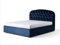 Doppelbett 220x170x110 cm - Samtstoff in Dunkelblau - gepolstertes Design mit Knopfheftung