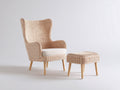 Polyrattan Gartensessel mit Hocker 72x78x105 cm - Natur-Beige - Für Garten - Modernes Design