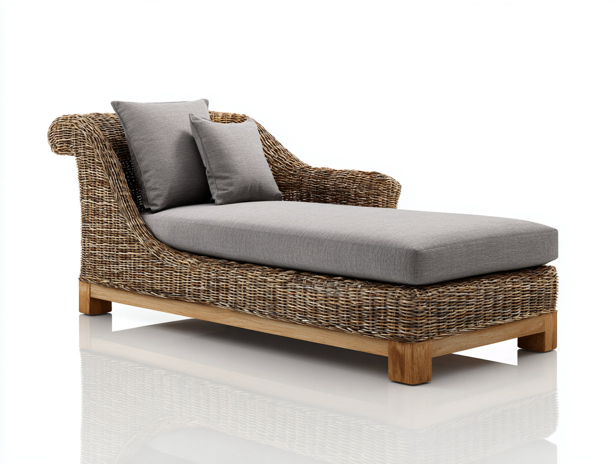 Sonnenliege Polyrattan 190x78x82 cm braun-grau - modernes Lounge Design