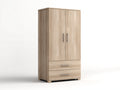 Kleiderschrank 90x55x185 cm - Holzwerkstoff in Beige - moderner Stauraum mit 2 Türen und 2 Schubladen