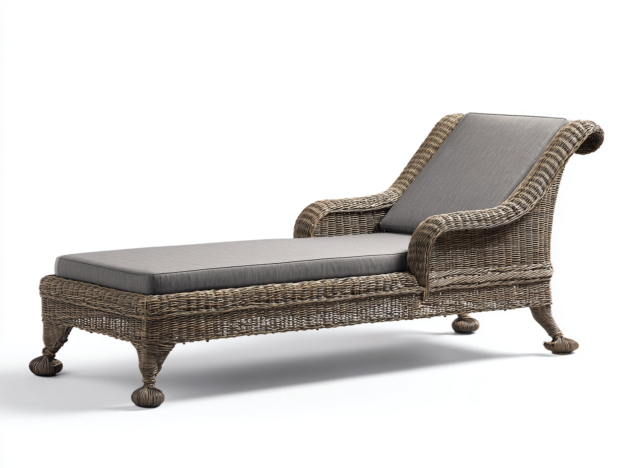 Sonnenliege Polyrattan 185x72x80 cm - Naturgrau-Dunkelgrau - Für Garten - Klassisches Design