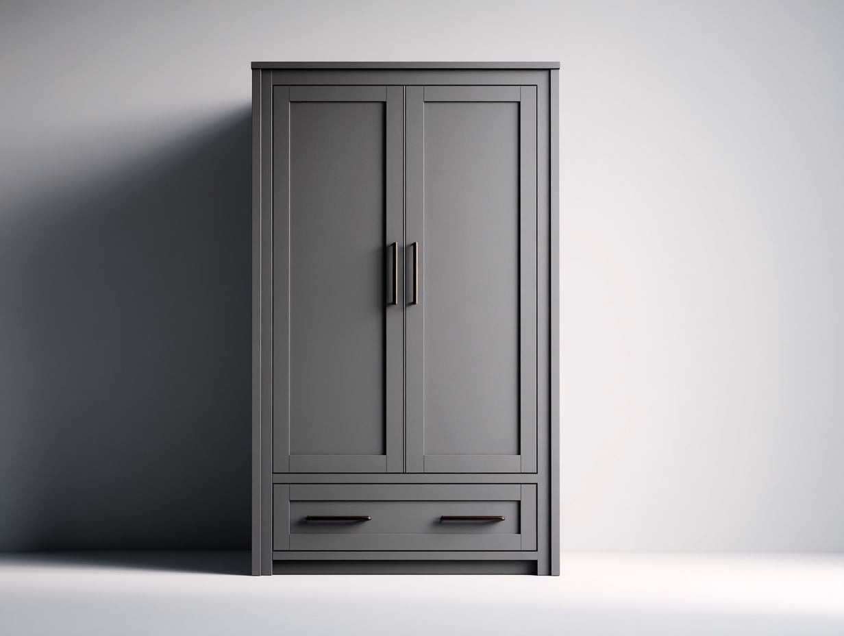 Kleiderschrank 110x55x190 cm - Holzwerkstoff in Grau - moderner Stauraum mit 2 Türen und 1 Schublade