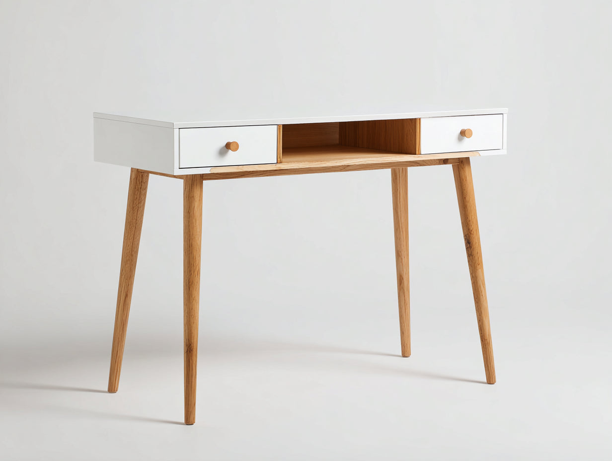 Schreibtisch Holzwerkstoff 120x50x78 cm weiß-braun - modernes Design
