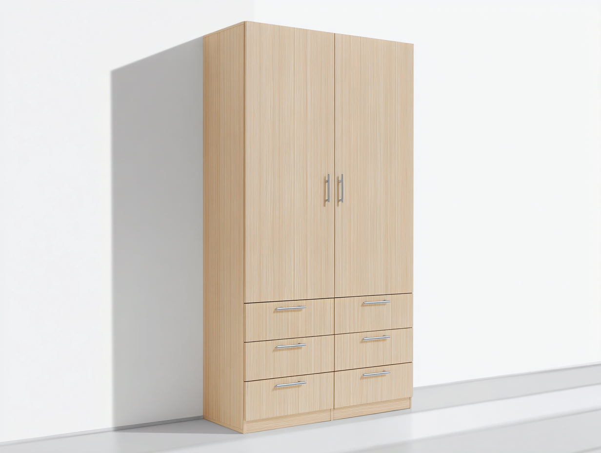 Kleiderschrank - Holz-Metall - 120x55x200 cm - Natur - modernes Design