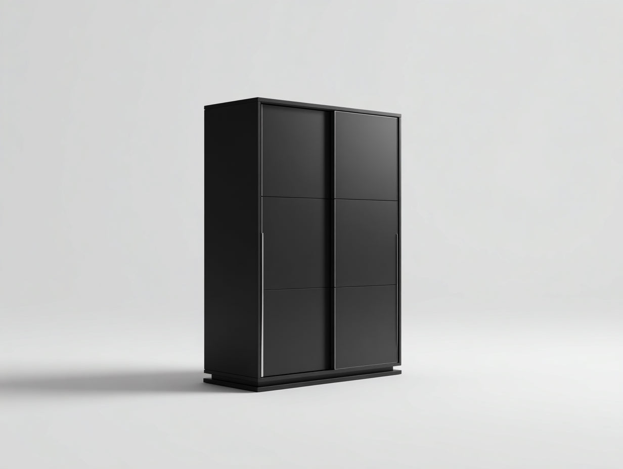 Kleiderschrank Holzwerkstoff 120x60x200 cm schwarz - modernes Schiebetür Design
