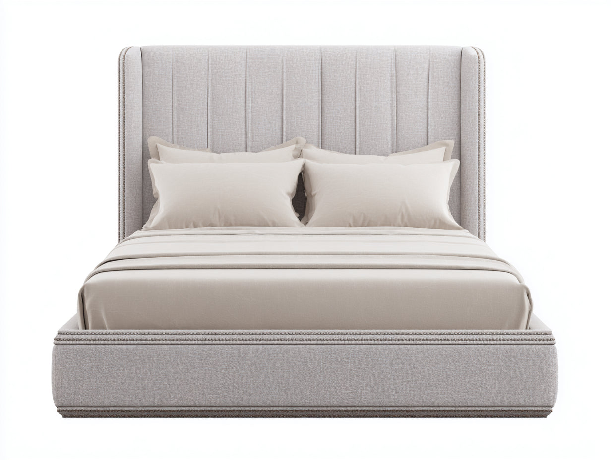 Doppelbett 215x180x125 cm - gepolsterter Stoff in Beige - moderner Stil