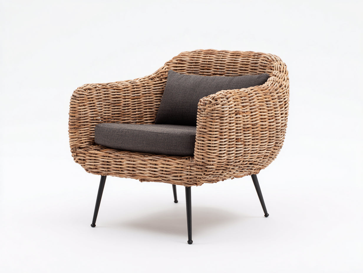 Polyrattan Gartensessel Polyrattan 82x76x74 cm braun-schwarz - modernes Lounge Design