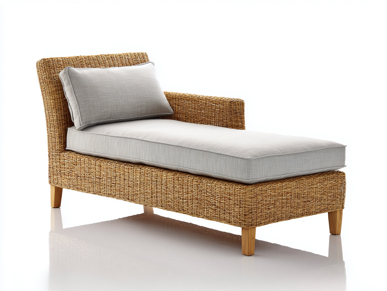 Sonnenliege Polyrattan Geflecht 188x78x80 cm - Natur-Grau - mit Armlehne