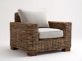 Polyrattan Gartensessel Geflecht 95x88x82 cm - Natur-Beige - breite Armlehnen